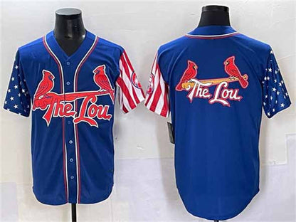 St. Louis Cardinals Team Big Logo Royal Independence Day Vapor Premier Limited Stitched Baseball Jerseys - Main View