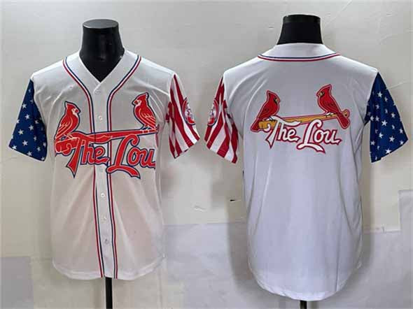 St. Louis Cardinals Team Big Logo White Independence Day Vapor Premier Limited Stitched Baseball Jersey - Main View