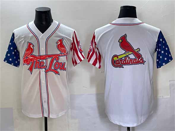 St. Louis Cardinals Team Big Logo White Independence Day Vapor Premier Limited Stitched Baseball Jerseys - Main View