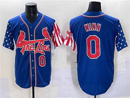 St. Louis Cardinals #0 Masyn Winn Royal Independence Day Vapor Premier Limited Stitched Baseball Jersey - Main View