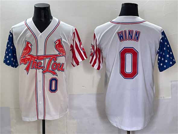 St. Louis Cardinals #0 Masyn Winn White Independence Day Vapor Premier Limited Stitched Baseball Jersey - Main View