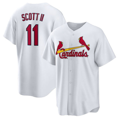 St. Louis Cardinals #11 Victor Scott II Home Replica Jersey - White Stitched Baseball Jersey - Main View