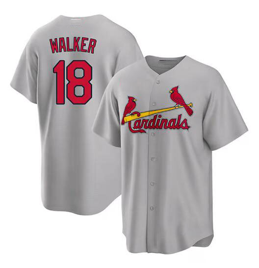 St. Louis Cardinals #18 Jordan Walker Grey Cool Base Stitched Baseball Jersey - Main View