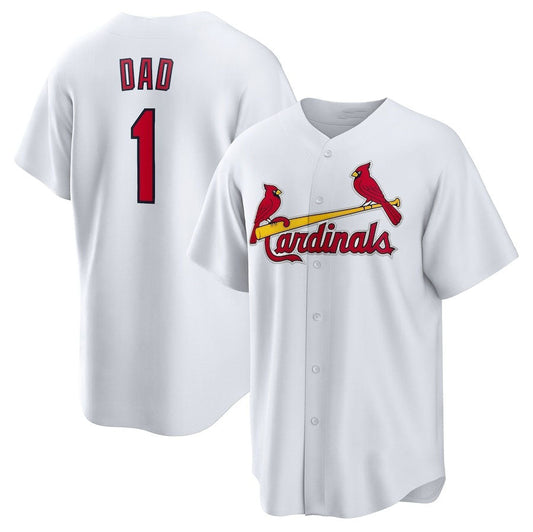 St. Louis Cardinals #1 Dad Home Replica Jersey - White Stitched Baseball Jersey - Main View