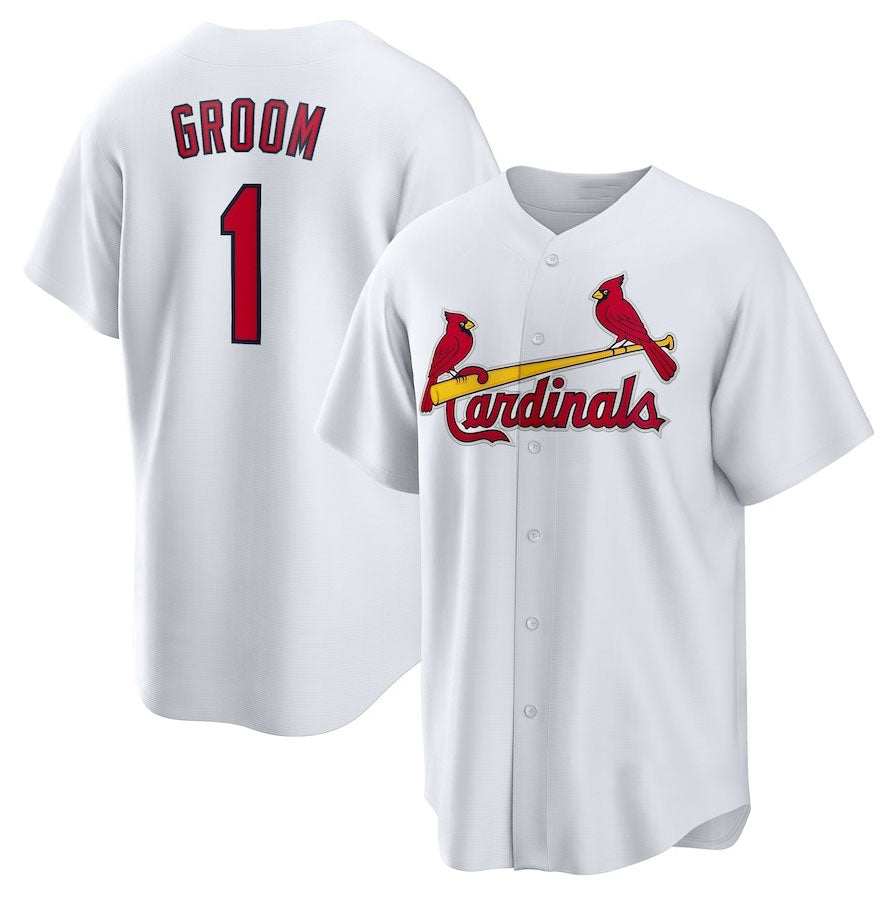 St. Louis Cardinals #1 Groom Home Replica Jersey - White Stitched Baseball Jersey - Main View