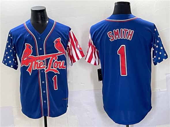 St. Louis Cardinals #1 Ozzie Smith Royal Independence Day Vapor Premier Limited Stitched Baseball Jersey - Main View