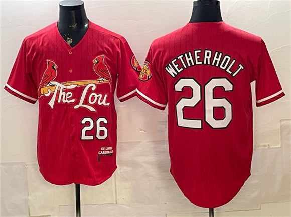 St. Louis Cardinals #26 JJ Wetherholt Red 2024 City Connect Stitched Baseball Jersey - Main View