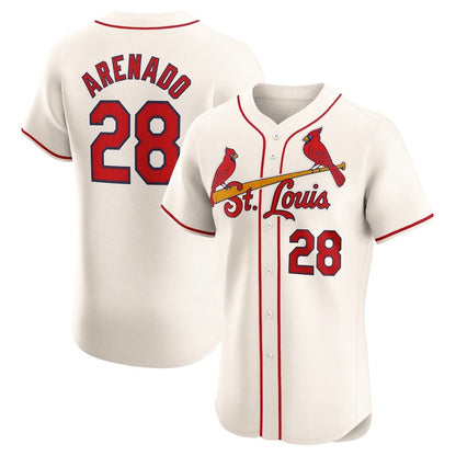 St. Louis Cardinals #28 Nolan Arenado Alternate Elite Player Jersey - Cream Stitched Baseball Jersey - Main View