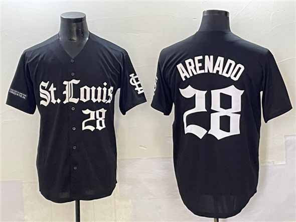 St. Louis Cardinals #28 Nolan Arenado Black 'Gothic Legacy Edition' Vapor Premier Limited Stitched Baseball Jersey - Main View