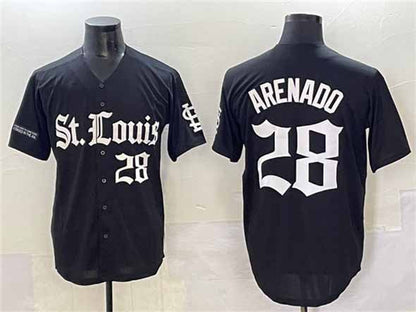 St. Louis Cardinals #28 Nolan Arenado Black 'Gothic Legacy Edition' Vapor Premier Limited Stitched Baseball Jersey - Main View