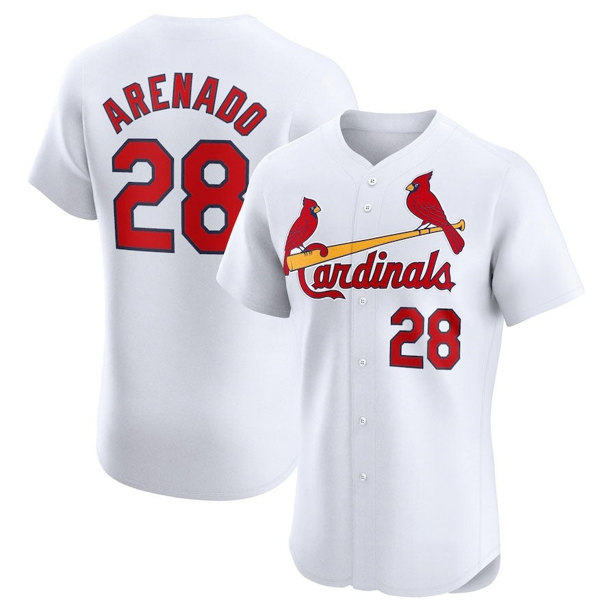 St. Louis Cardinals #28 Nolan Arenado Home Elite Player Jersey - White Stitched Baseball Jersey - Main View