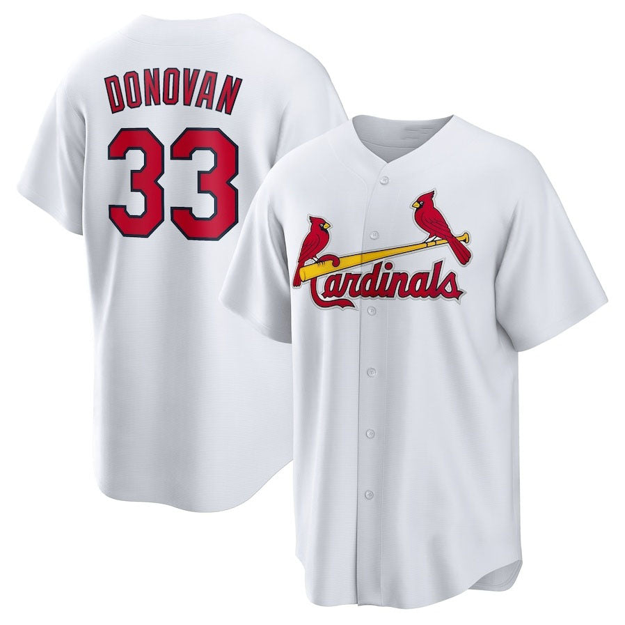 St. Louis Cardinals #33 Brendan Donovan Home Replica Jersey - White Stitched Baseball Jersey - Main View