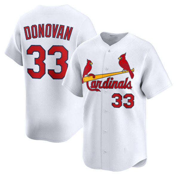 St. Louis Cardinals #33 Brendan Donovan White Home Limited Stitched Baseball Jersey - Main View