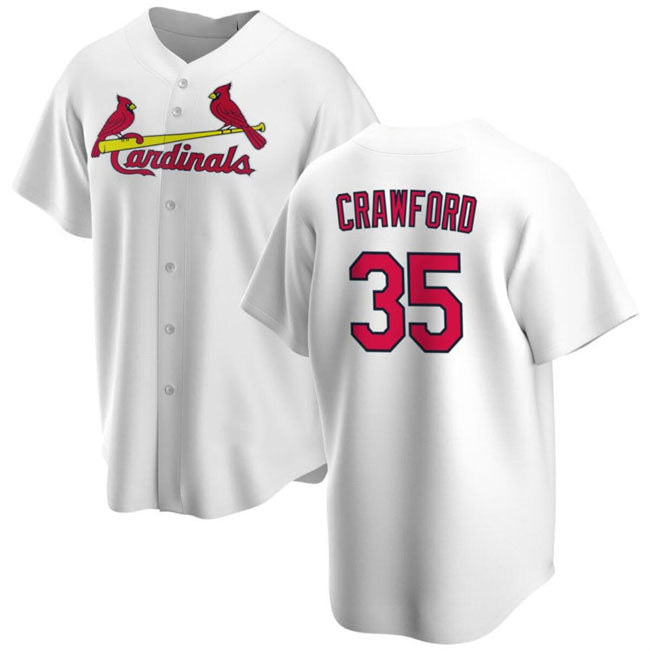 St. Louis Cardinals #35 Brandon Crawford White Cool Base Stitched Baseball Jersey - Main View