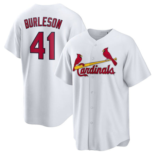 St. Louis Cardinals #41 Alec Burleson Home Replica Jersey - White Stitched Baseball Jersey - Main View