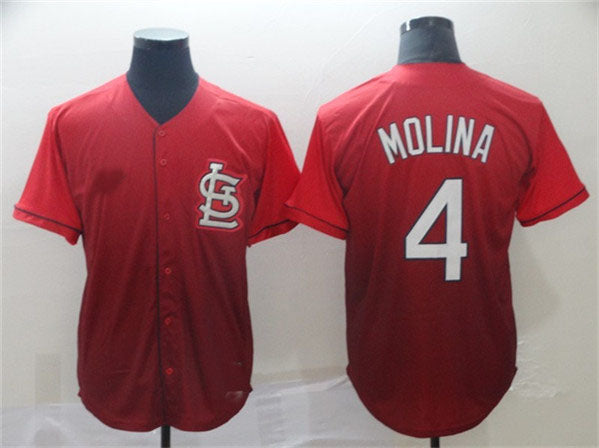 St. Louis Cardinals #4 Yadier Molina Red Fade Stitched Baseball Jersey - Main View