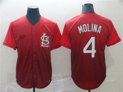 St. Louis Cardinals #4 Yadier Molina Red Fade Stitched Baseball Jersey - Main View