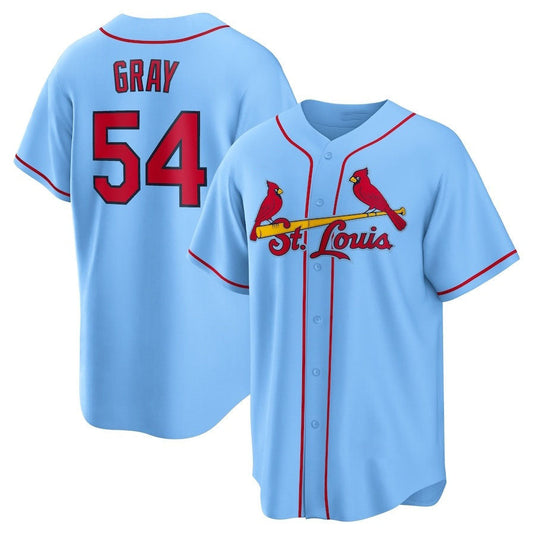 St. Louis Cardinals #54 Sonny Gray Alternate Replica Jersey - Light Blue Stitched Baseball Jersey - Main View