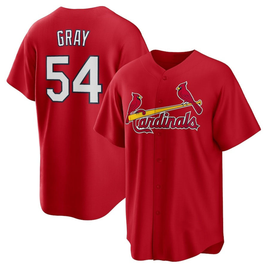 St. Louis Cardinals #54 Sonny Gray Alternate Replica Jersey - Red Stitched Baseball Jersey - Main View