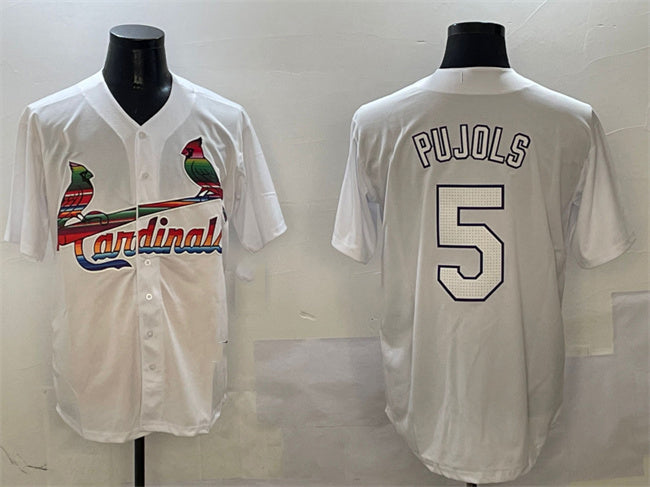St. Louis Cardinals #5 Albert Pujols White Cool Base Stitched Baseball Jersey - Main View