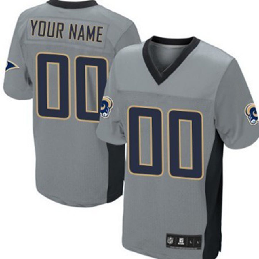 Custom LA.Rams Gray Shadow Elite Jersey American Stitched Jersey Football Jerseys - Main View