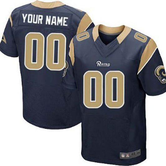 Custom LA.Rams Navy Blue Elite Jersey American Stitched Jersey Football Jerseys - Main View