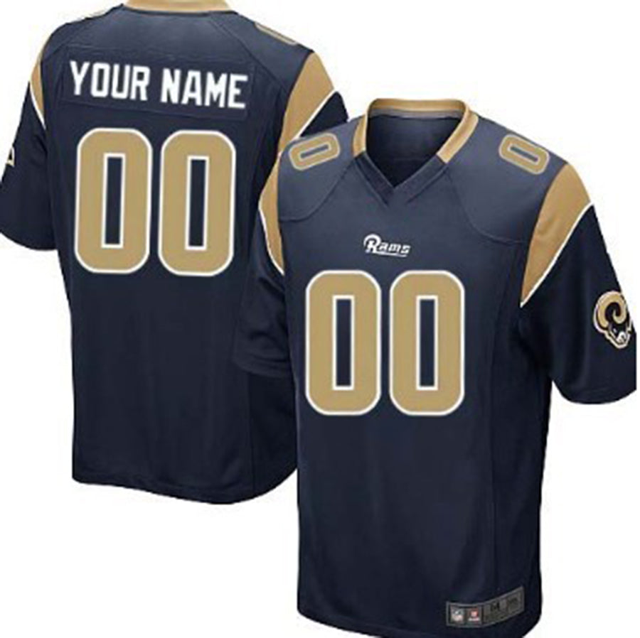 Custom LA.Rams Navy Blue Game Jersey American Stitched Jersey Football Jerseys - Main View