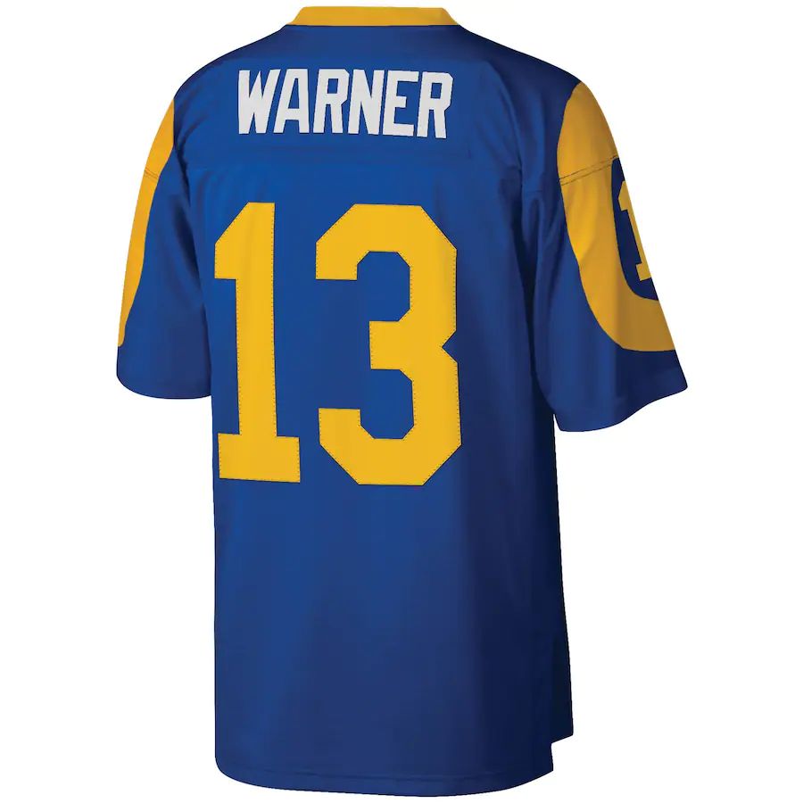 LA.Rams #13 Kurt Warner Mitchell & Ness Royal Legacy Replica Jersey Stitched American Football Jerseys - Main View