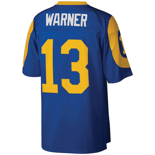 LA.Rams #13 Kurt Warner Mitchell & Ness Royal Legacy Replica Jersey Stitched American Football Jerseys - Main View