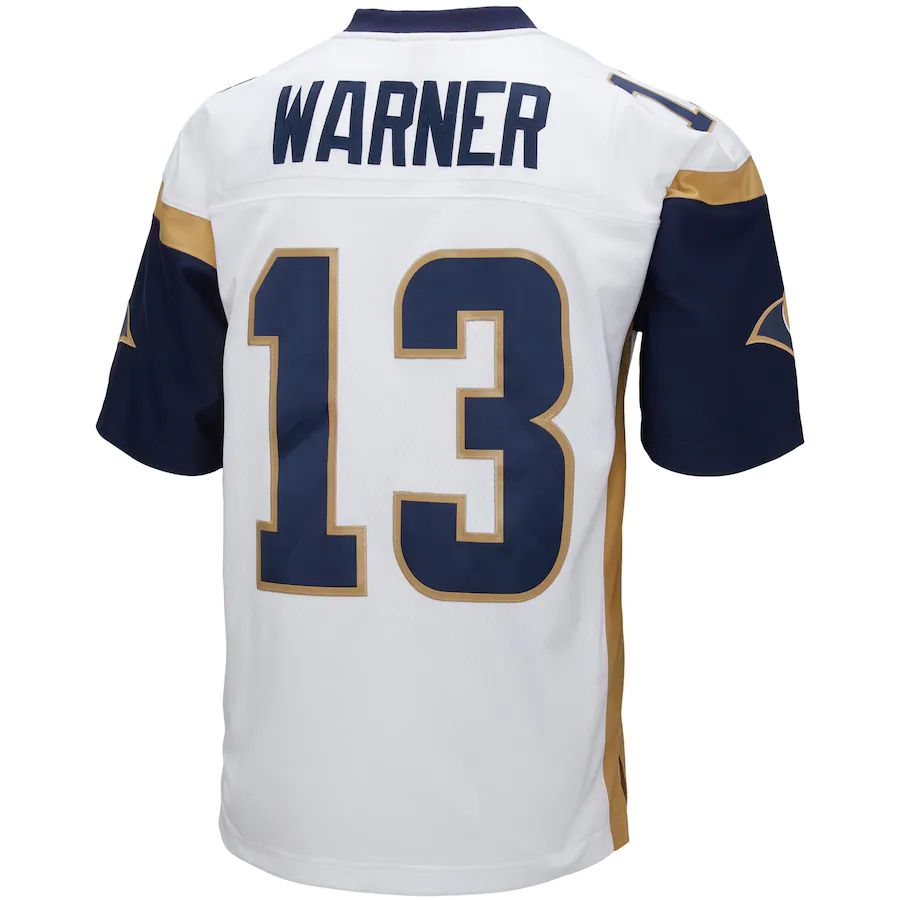 LA.Rams #13 Kurt Warner Mitchell & Ness White 2001 Legacy Replica Jersey Stitched American Football Jerseys - Main View