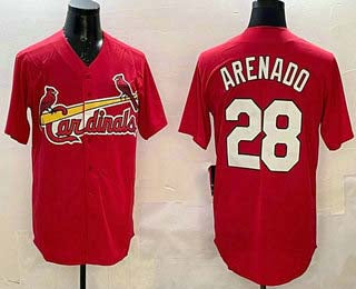 St Louis Cardinals #28 Nolan Arenado Red Stitched Cool Base Baseball Jerseys - Main View