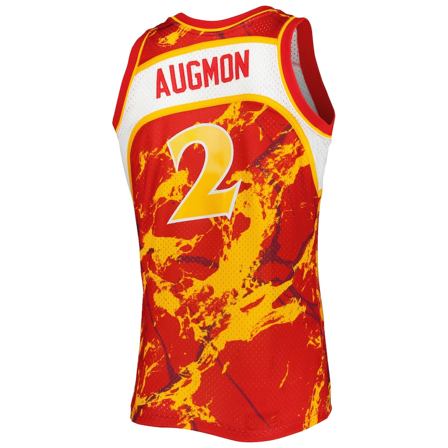A.Hawks #2 Stacey Augmon Mitchell & Ness 1991-92 Hardwood Classics Marble Swingman Jersey Red Stitched American Basketball Jersey - Main View
