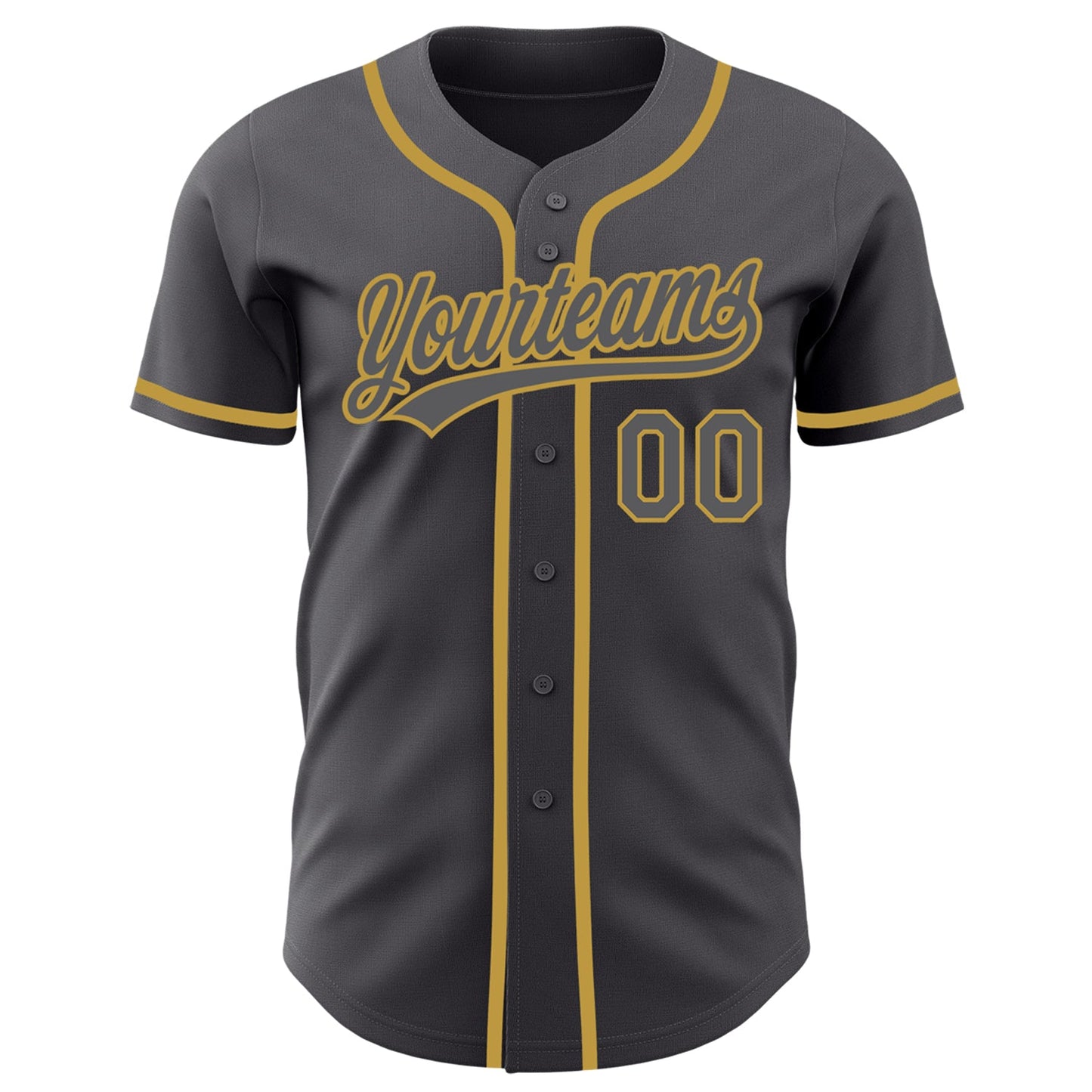Custom Steel Gray Old Gold Authentic Baseball Jersey view 2