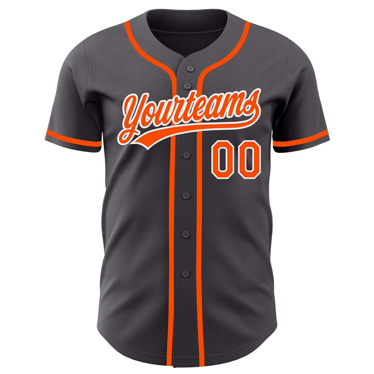 Custom Steel Gray Orange-White Authentic Baseball Jersey view 3