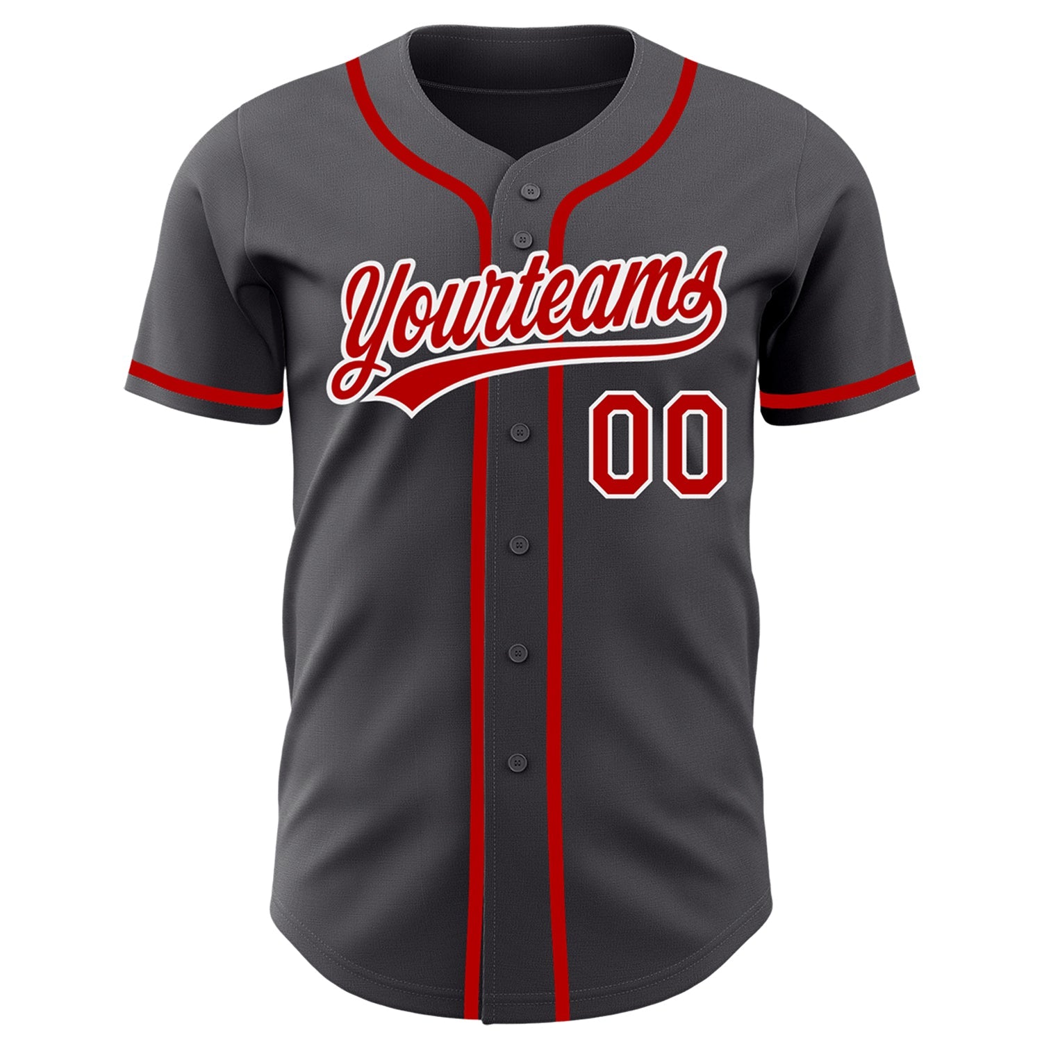 Custom Steel Gray Red-White Authentic Baseball Jersey view 2