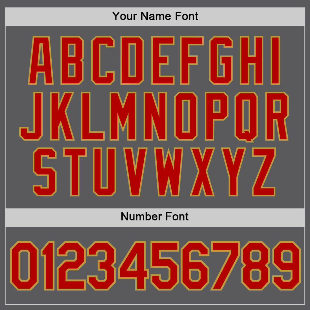 Custom Steel Gray Red-Old Gold Authentic Baseball Jersey view 5
