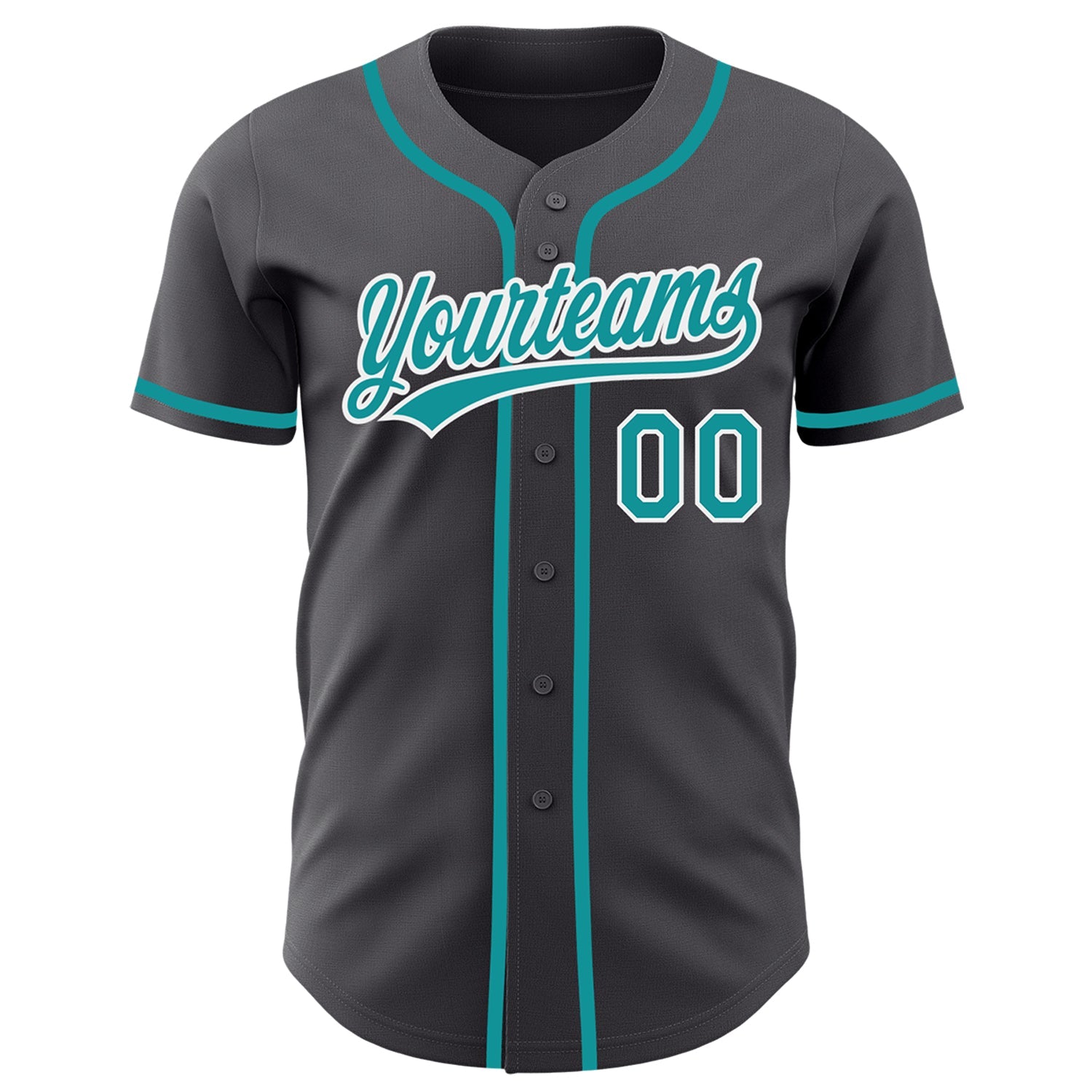 Custom Steel Gray Teal-White Authentic Baseball Jersey view 2