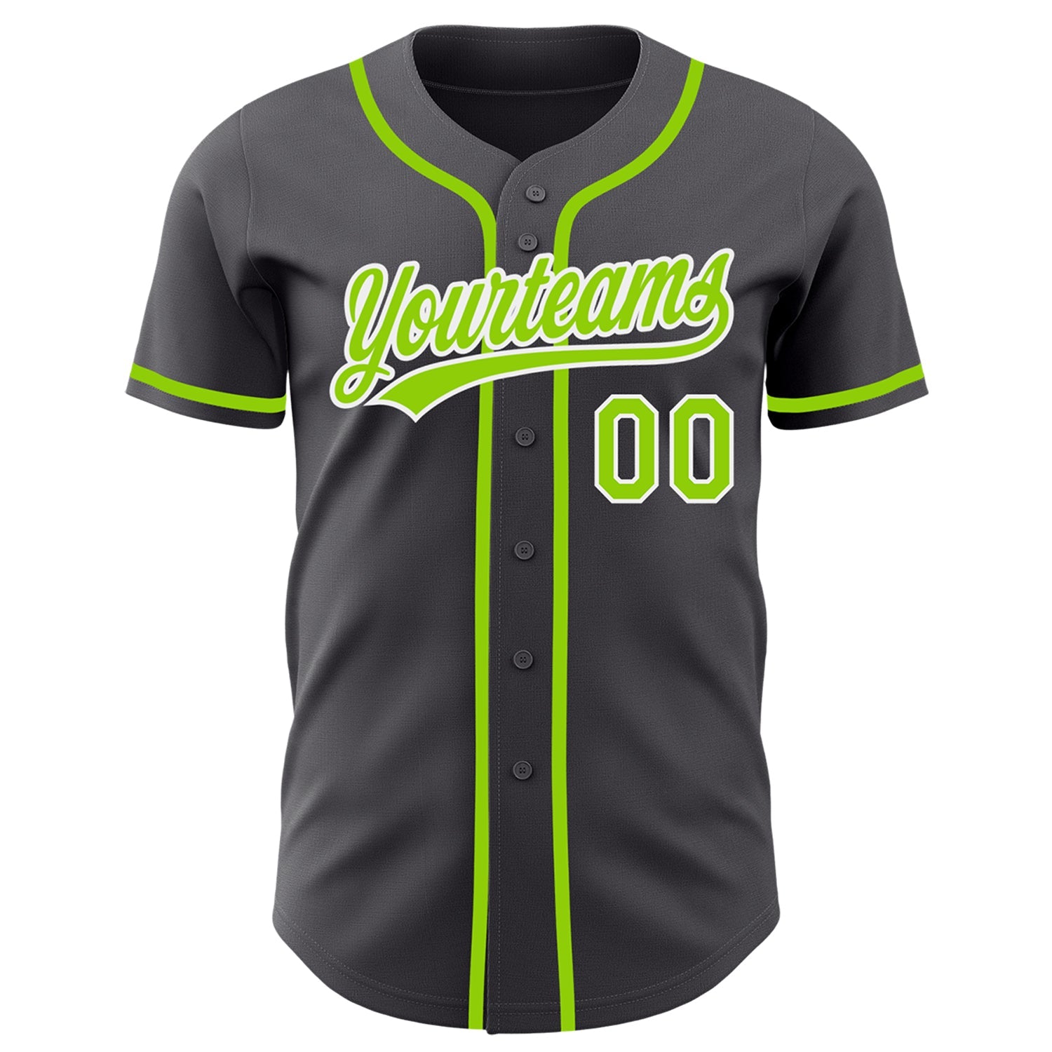 Custom Steel Gray Neon Green-White Authentic Baseball Jersey view 2