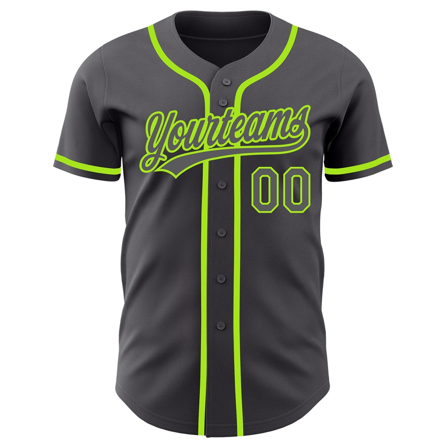 Custom Steel Gray Neon Green Authentic Baseball Jersey view 2