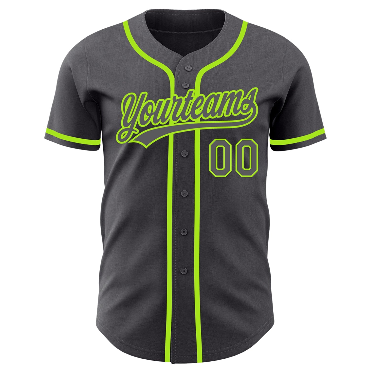 Custom Steel Gray Neon Green Authentic Baseball Jersey view 2
