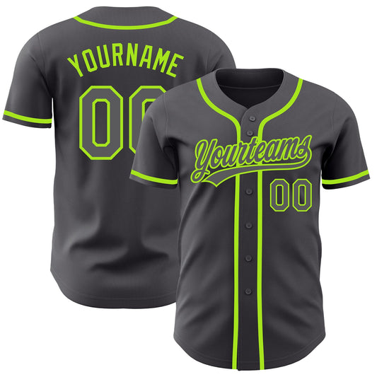 Custom Steel Gray Neon Green Authentic Baseball Jersey - Main View