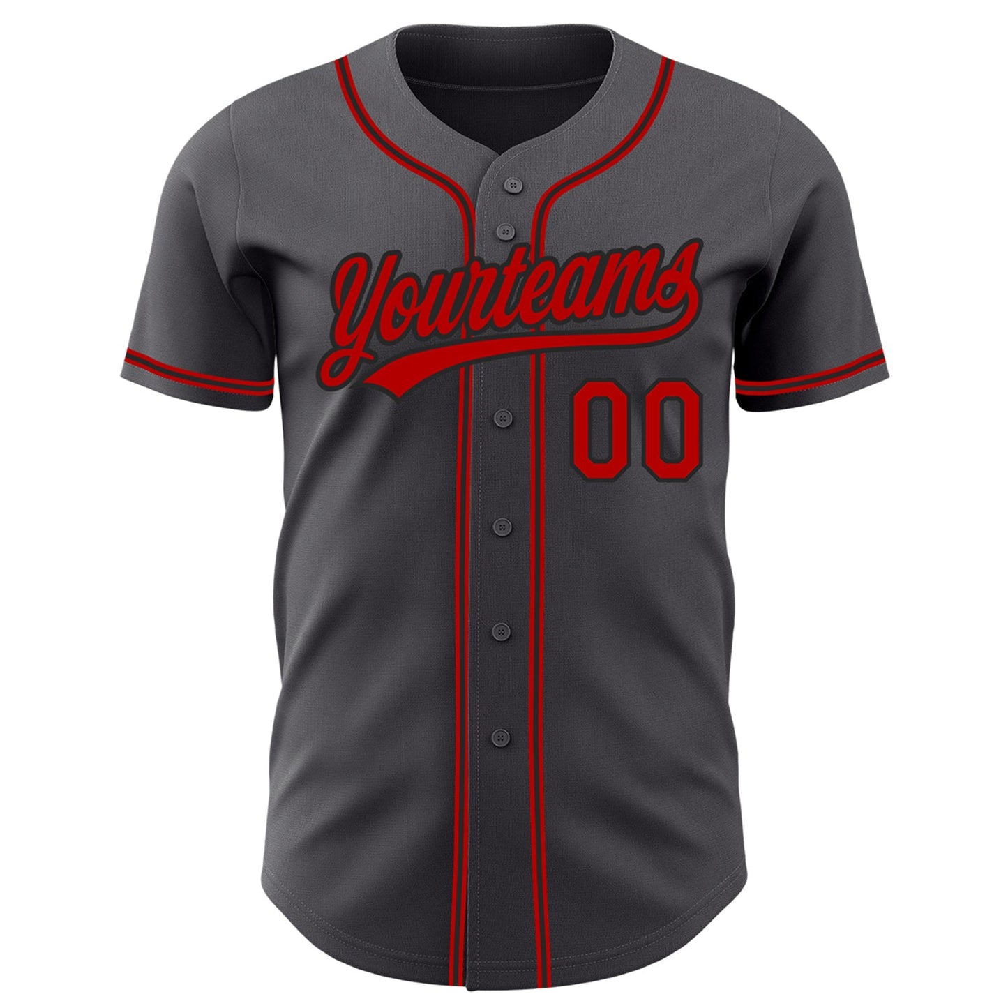 Custom Steel Gray Red-Black Authentic Baseball Jersey view 2
