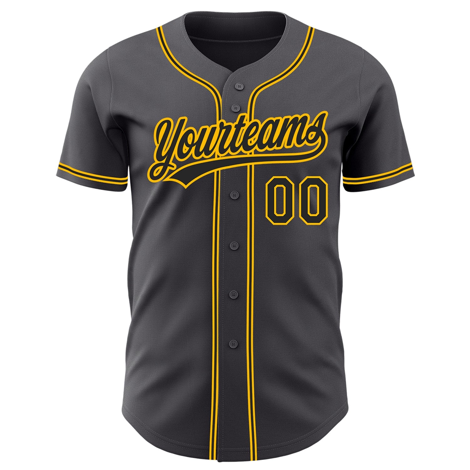 Custom Steel Gray Black-Gold Authentic Baseball Jersey view 2