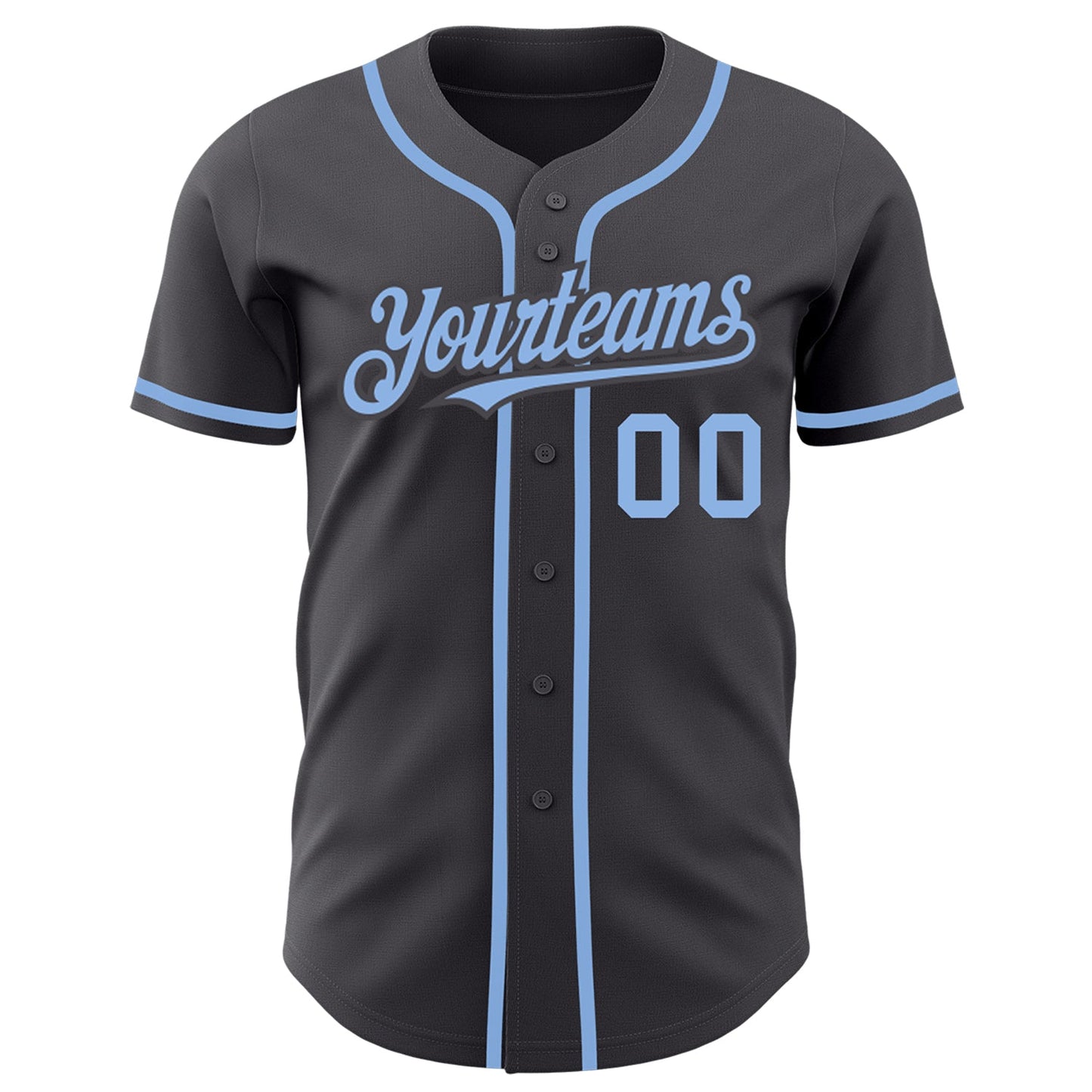 Custom Steel Gray Light Blue Authentic Baseball Jersey view 2