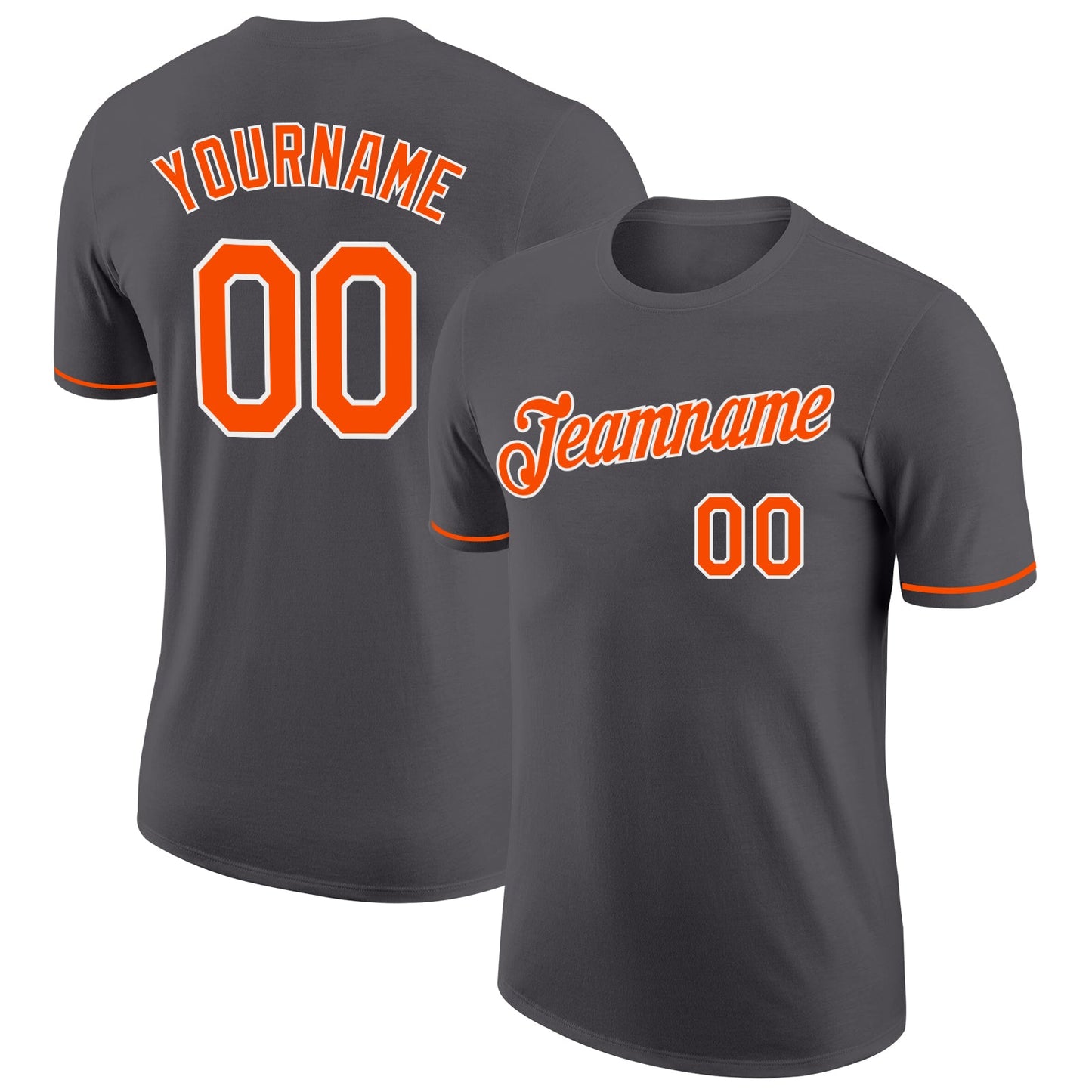 Custom Steel Gray Orange-White Performance T-Shirt - Main View