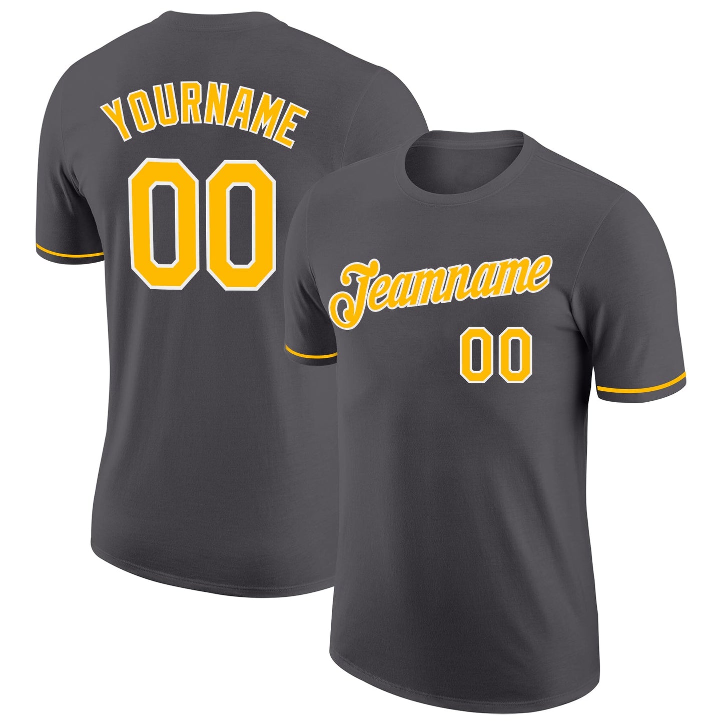 Custom Steel Gray Gold-White Performance T-Shirt - Main View