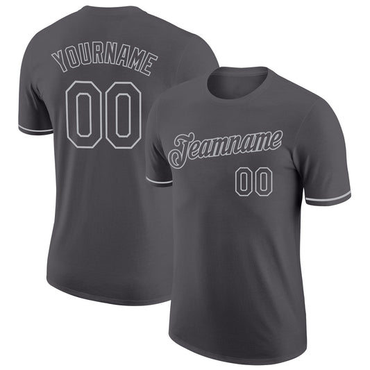 Custom Steel Gray Gray Performance T-Shirt - Main View
