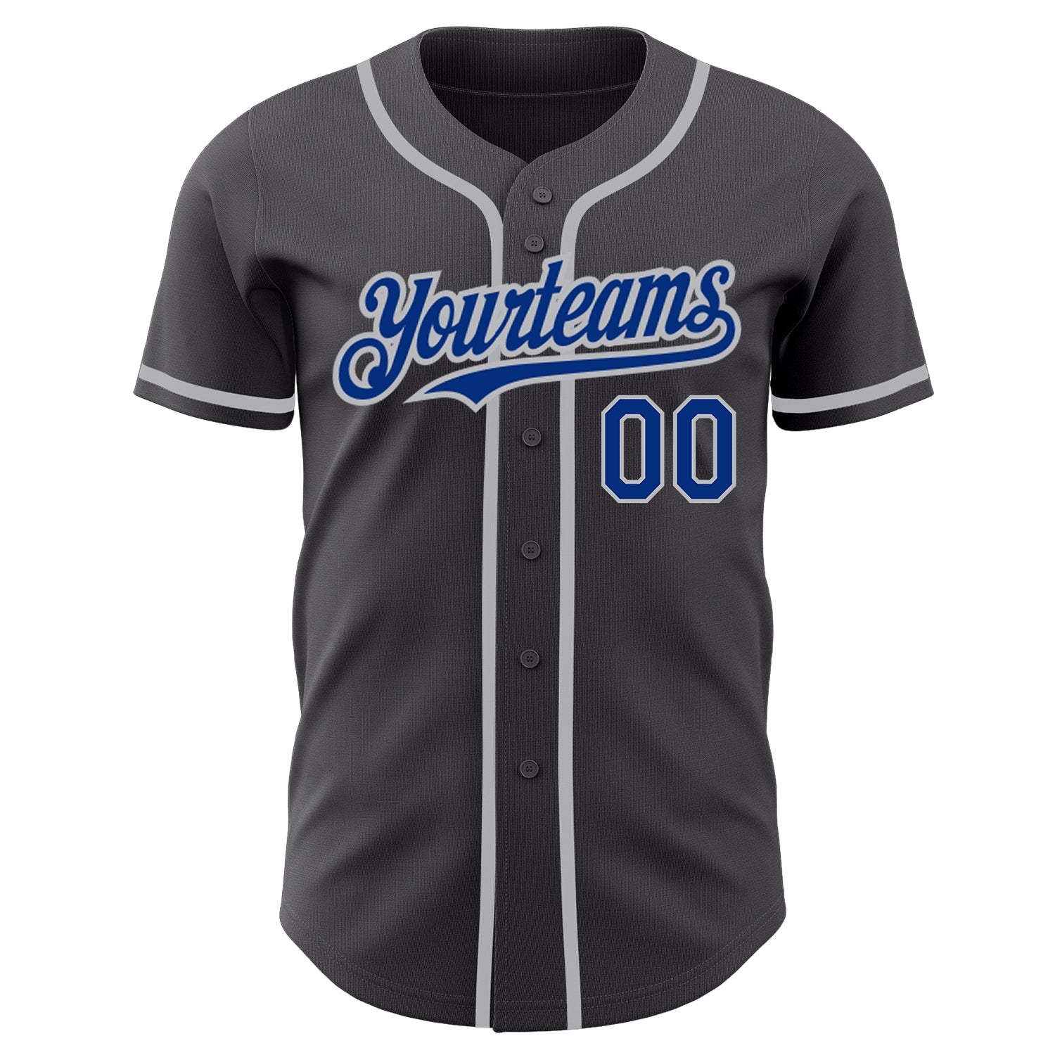 Custom Steel Gray Royal-Gray Authentic Baseball Jersey view 2