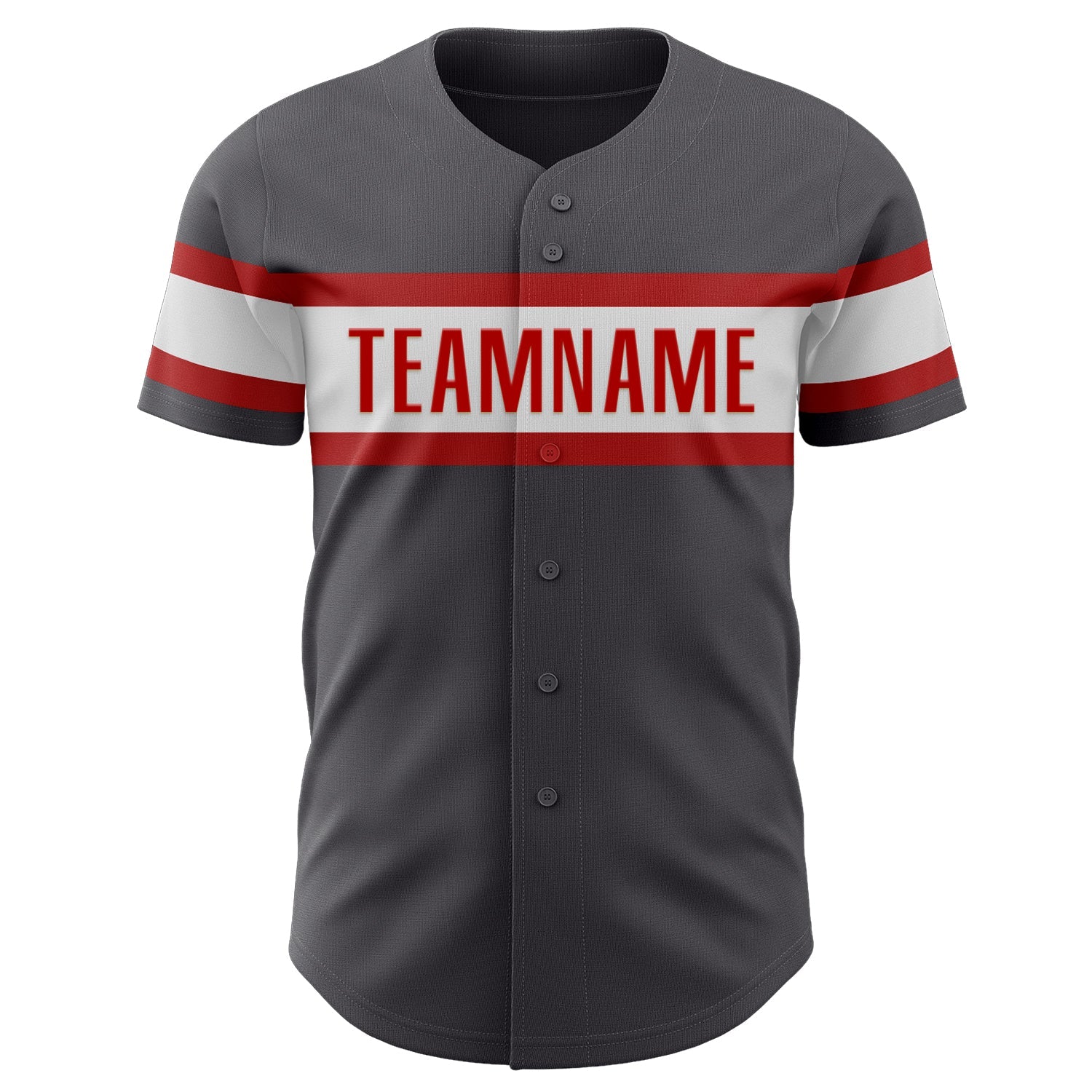Custom Steel Gray White-Red Authentic Baseball Jersey view 2