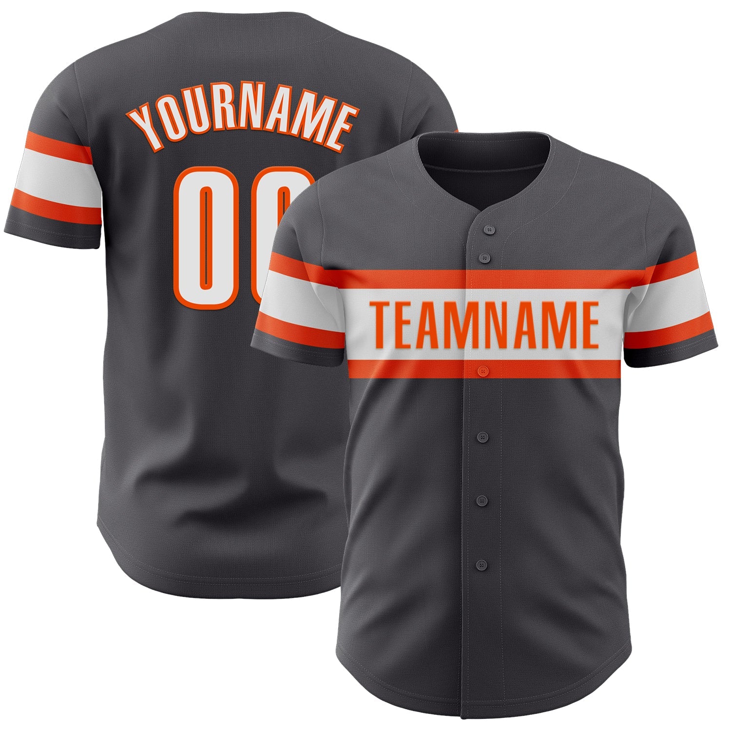 Custom Steel Gray White-Orange Authentic Baseball Jersey - Main View